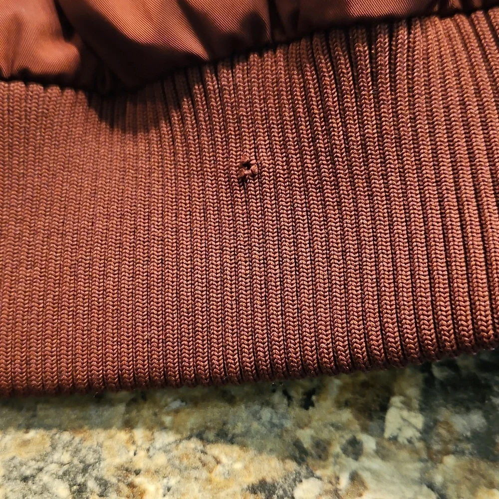 Old Navy Red Bomber Jacket with Ribbed Details - Picture 6 of 7